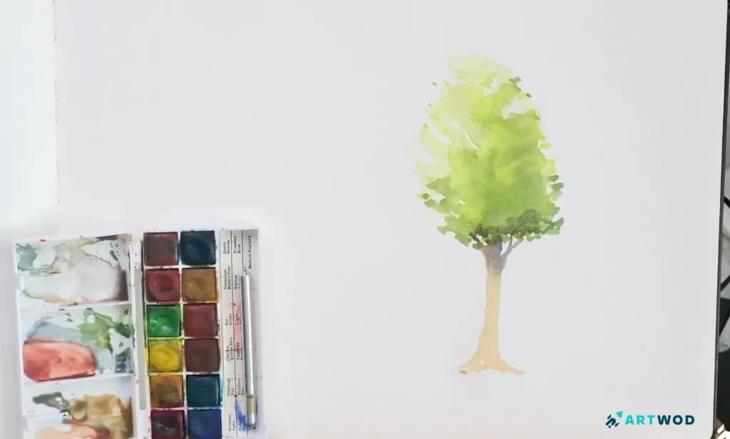 Step 4: How to paint watercolor trees step-by-step, beginner friendly
