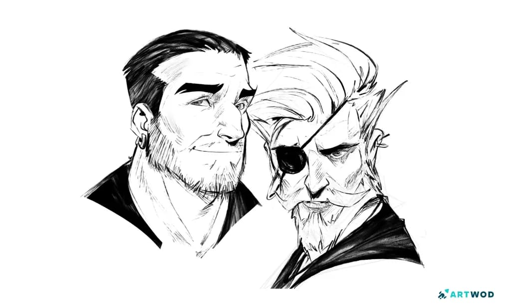 2 Digital Inking Portraits by Antonio Stappaerts