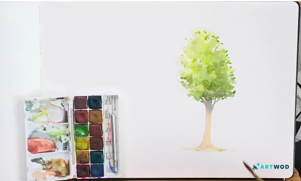 Step 5: How to paint watercolor trees step-by-step, beginner friendly