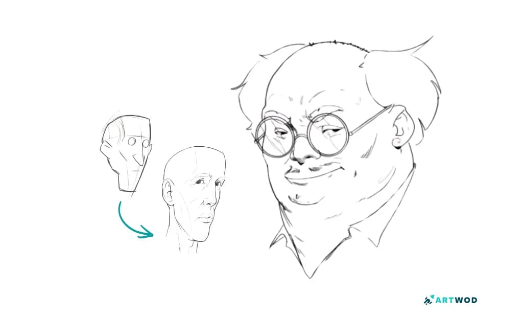 Étape 4, Comment dessiner des visages : exemples de visages dessinés dans des formes