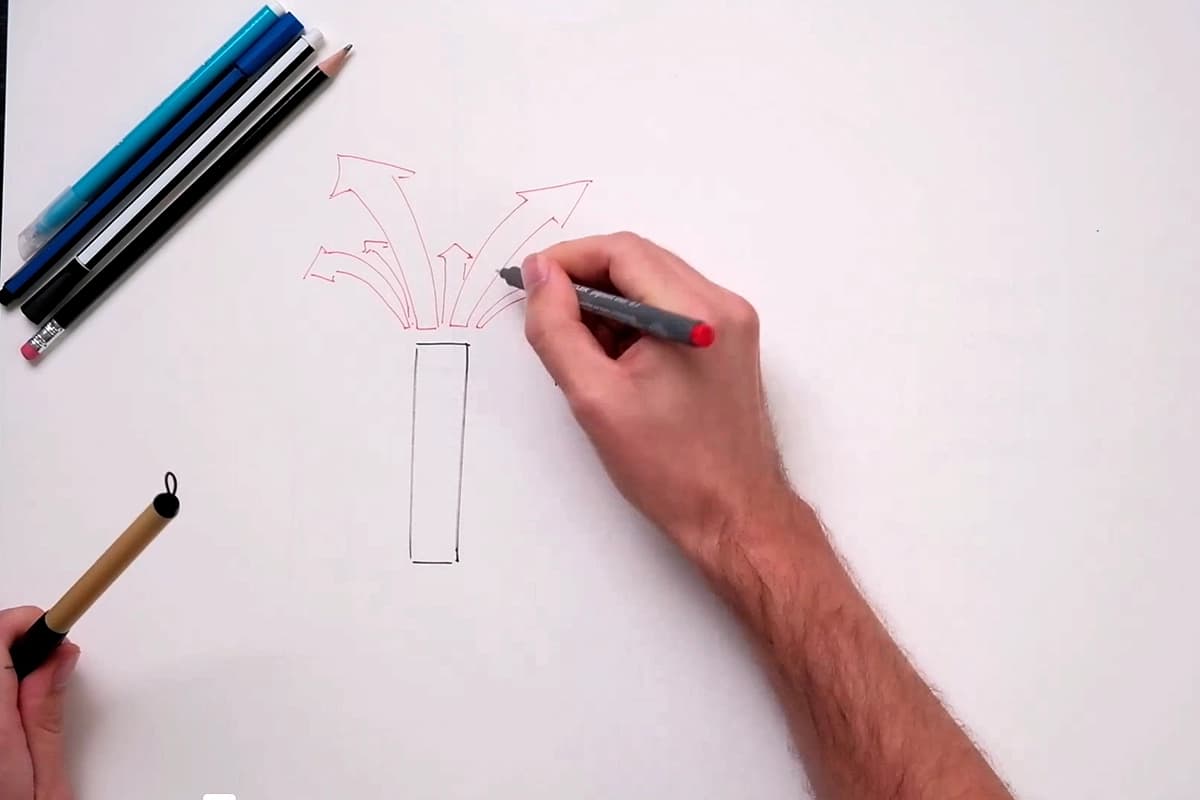 Illustration du flux des branches dans un espace 3D.