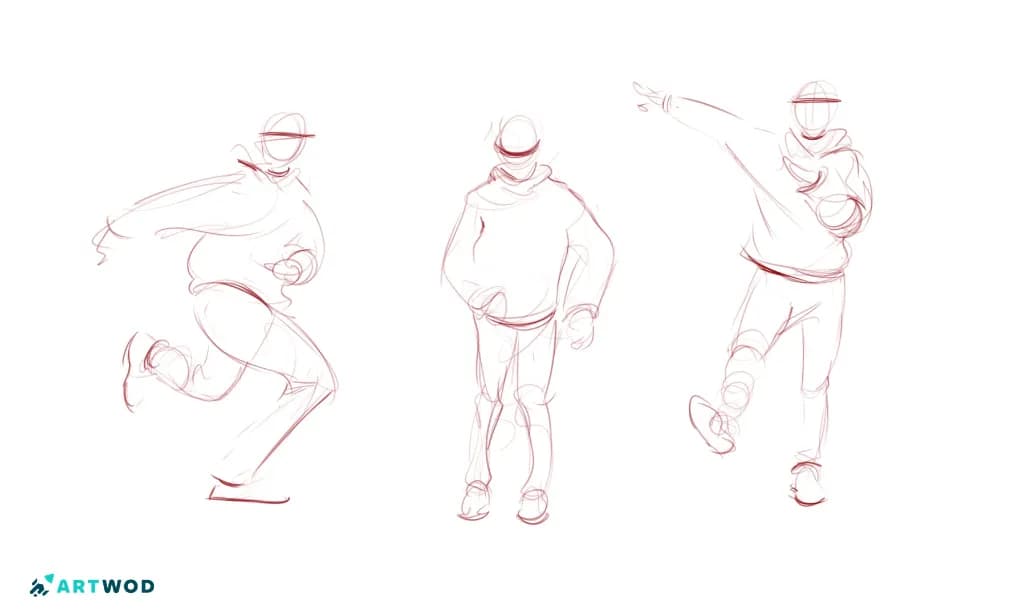 Dessins numériques 2D de mouvement d'ensemble