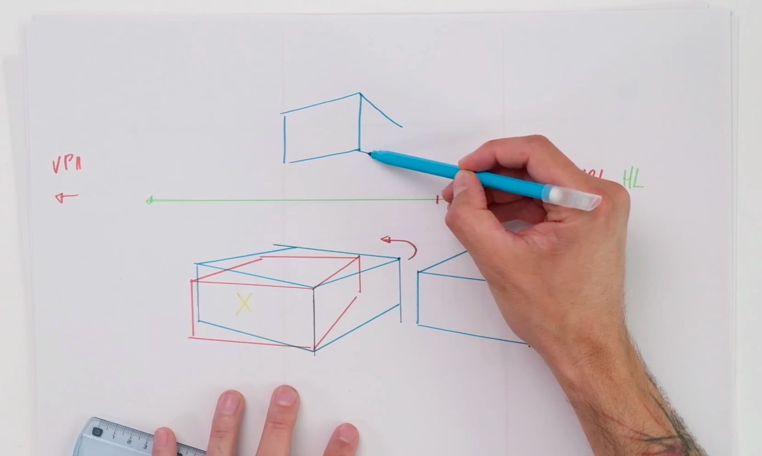 Drawing boxes in space is your first step to understanding perspective.