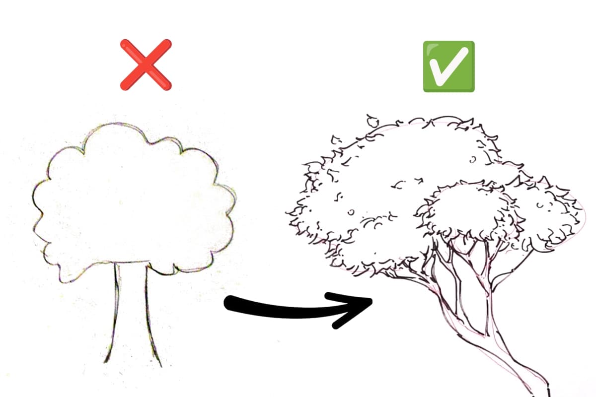 How to draw Trees with a Pencil in 3 Easy Steps ✏️🌳🌿