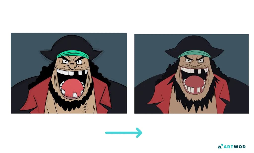 Blackbeard from One Piece fan art. Draw over and critique by the Artwod Community.