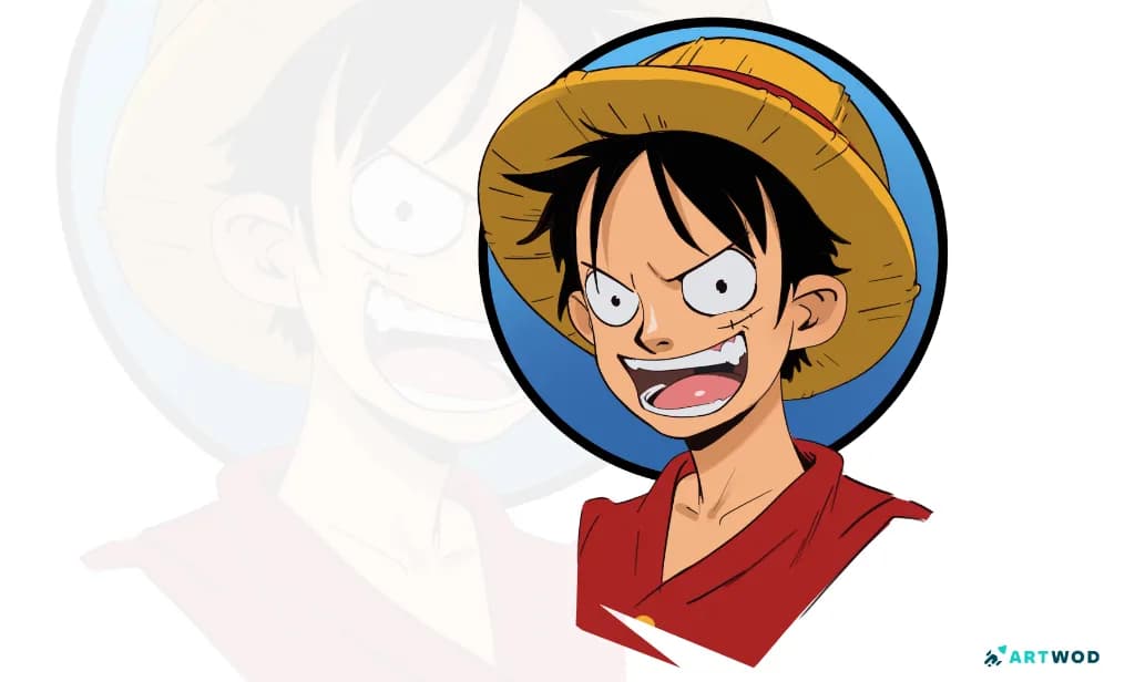 Monkey D Luffy digital 2d portrait art by Antonio Stappaerts.