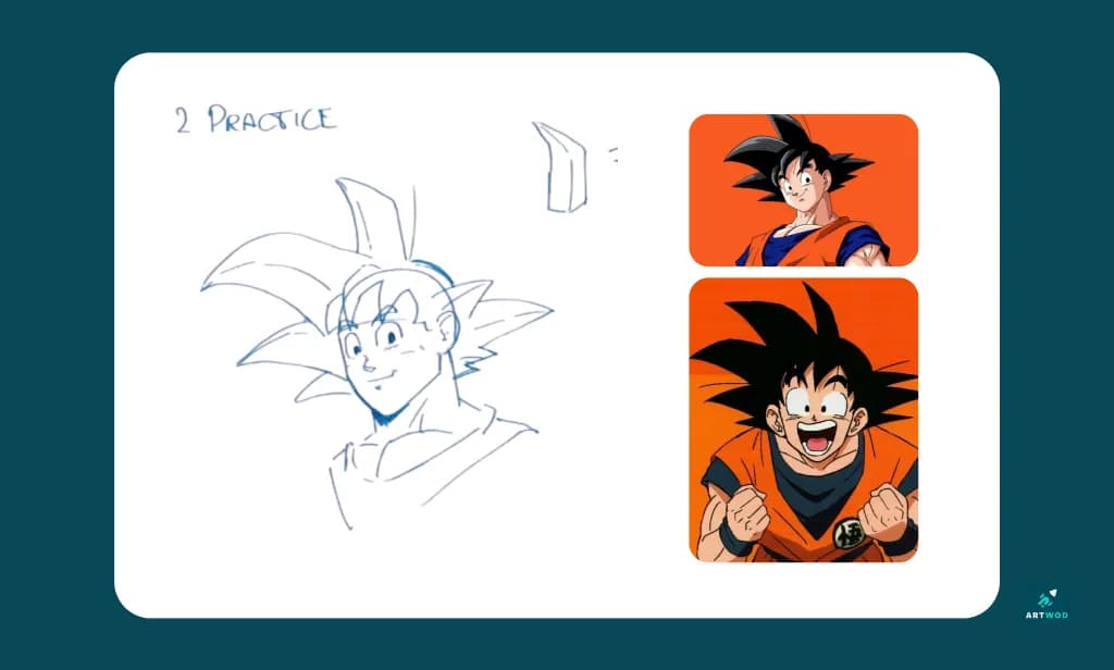 Passo 2: Desenhe o Goku de imaginação