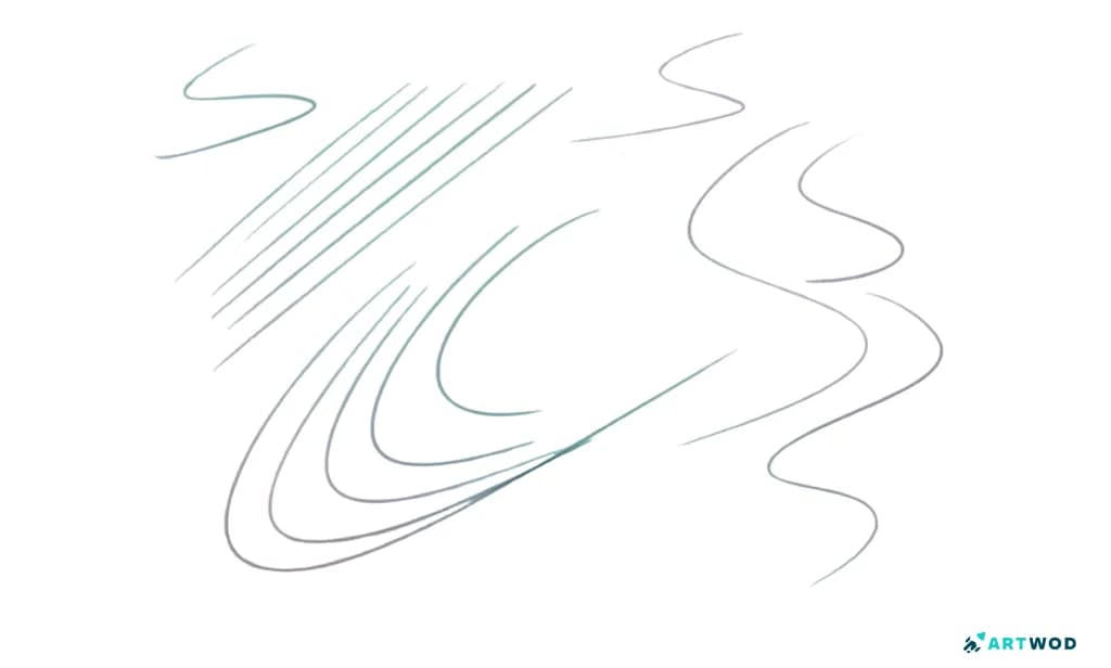 Linhas diferentes, 2D digital, aquecimento com linhas