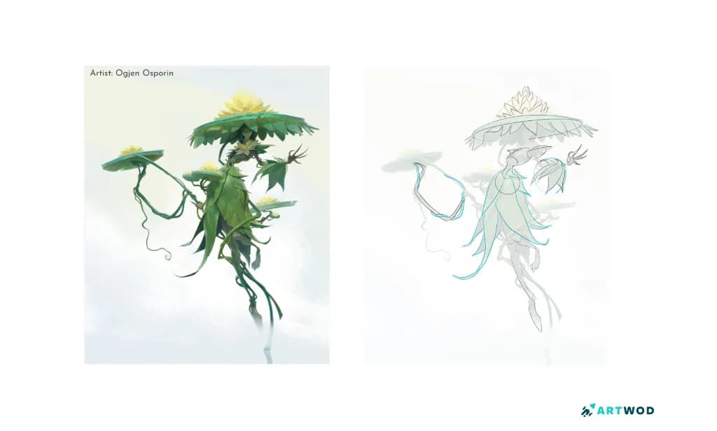 Passo 3: Design de Criaturas Vegetais: Natureza Se Junta à Fantasia na Arte Conceitual