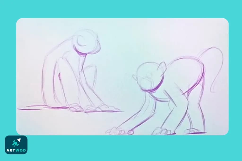 Passo 4: Desenhando macacos de imaginação