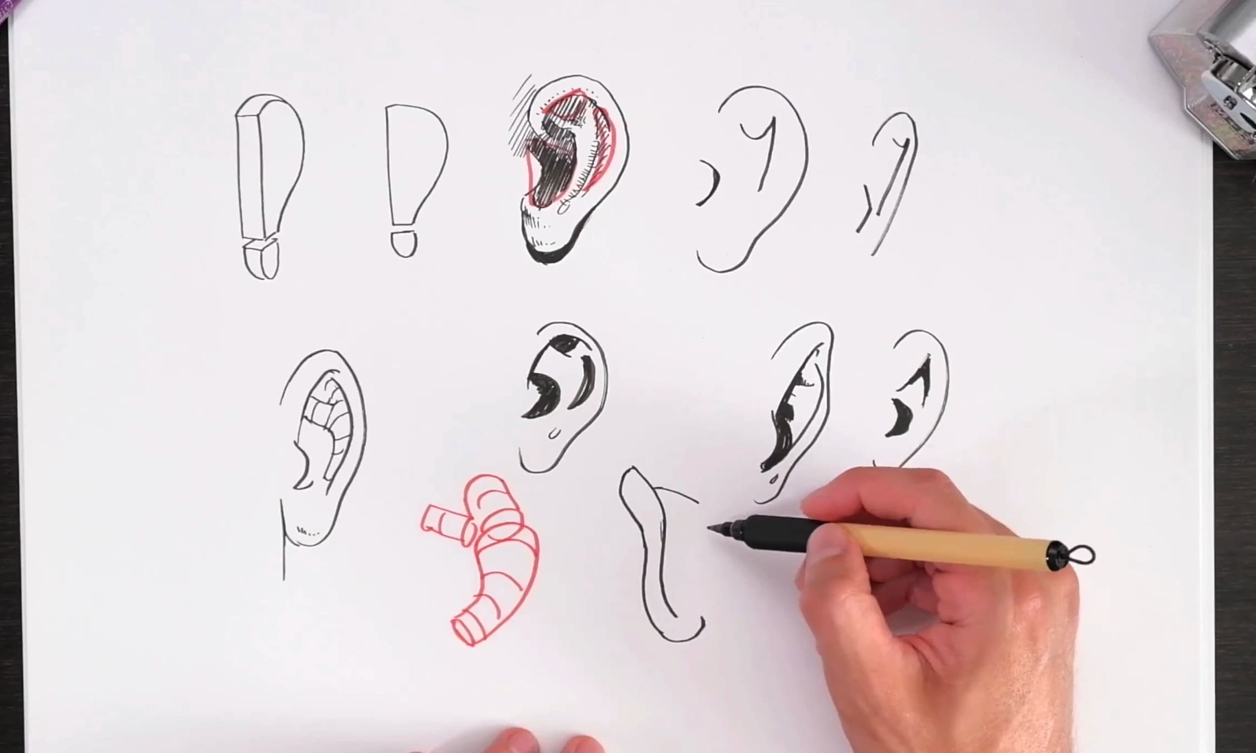 Dessine les éléments du visage avec des formes plus fondées sur l'anatomie