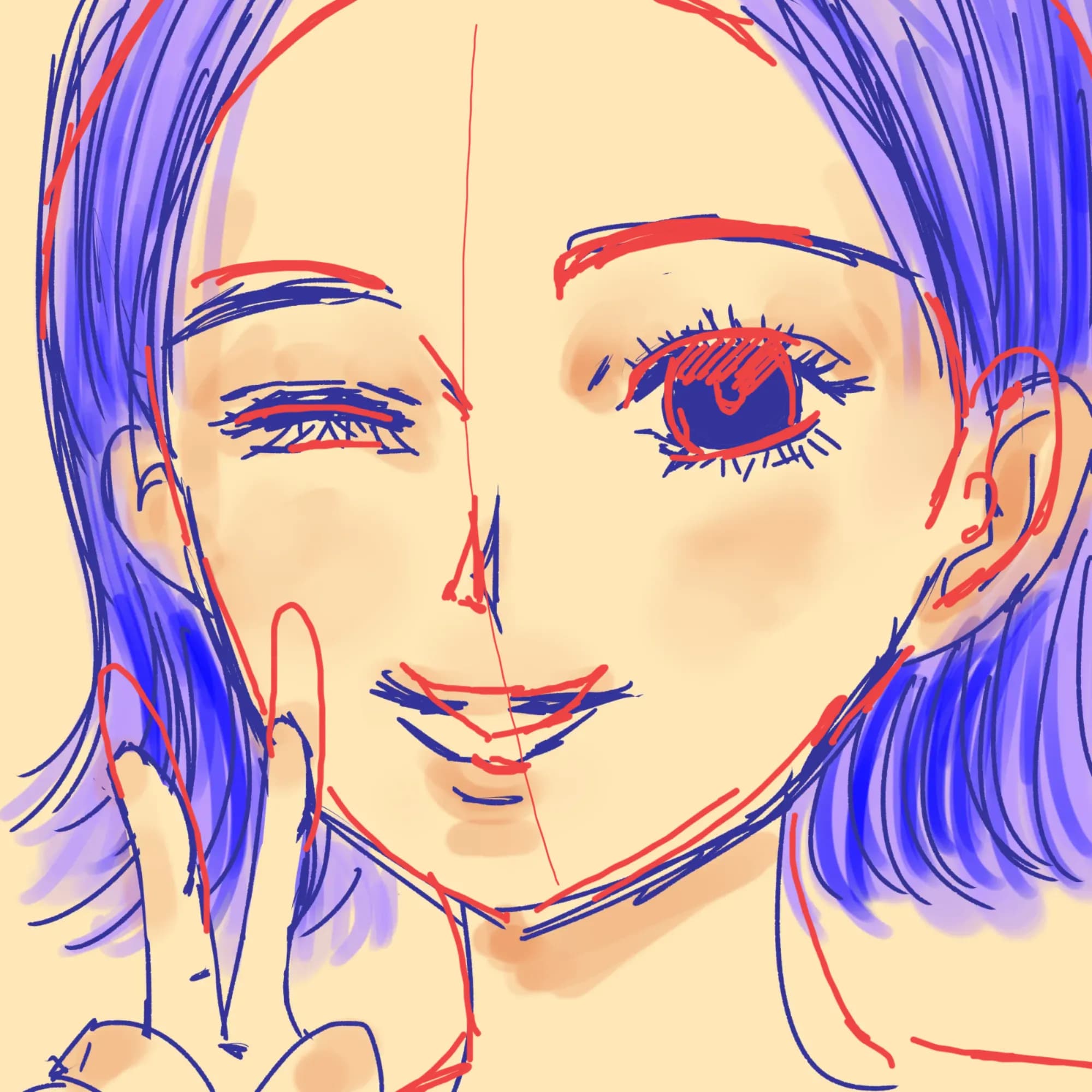 Drawing an anime wink eye but it's not easy as I thought