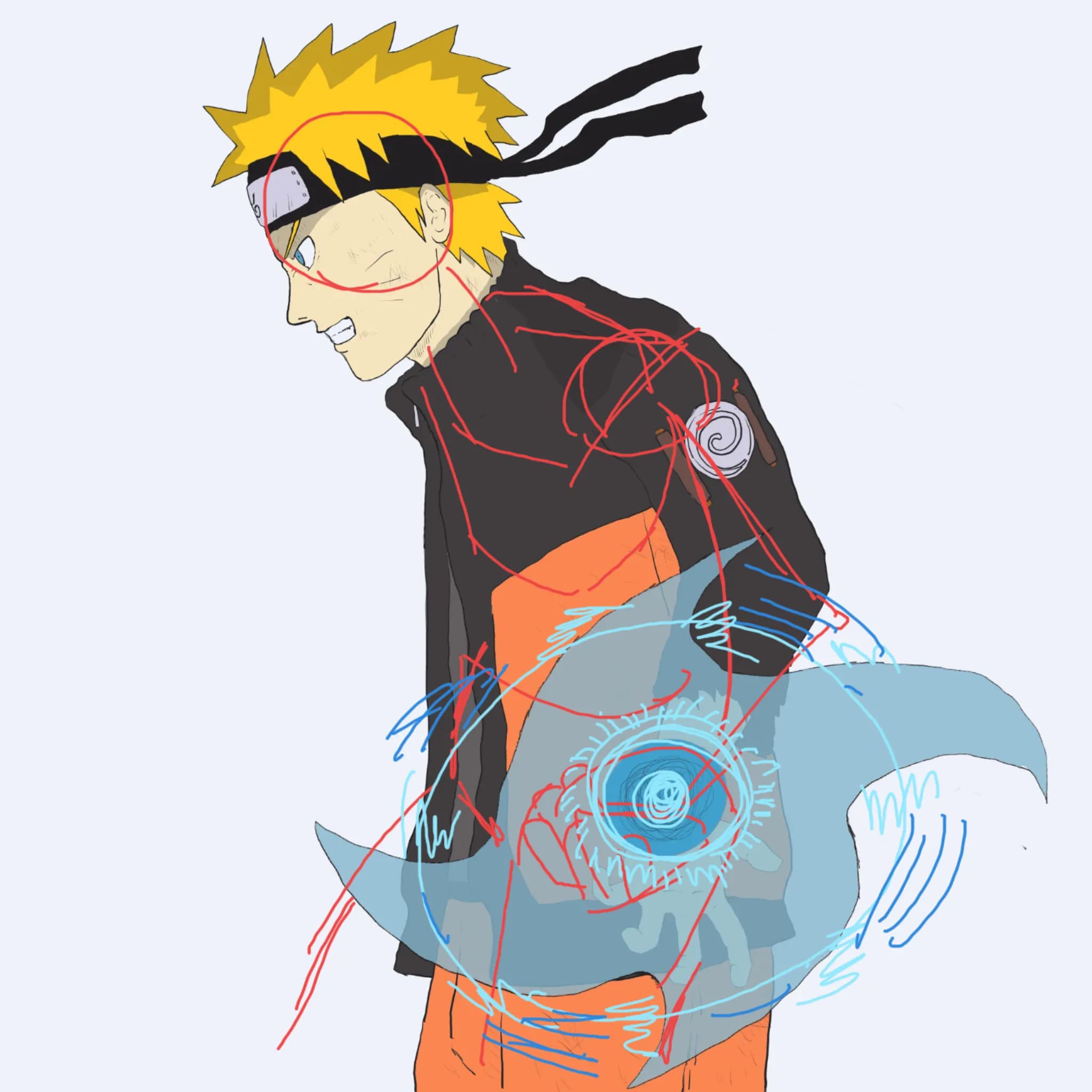 Rasenshuriken Naruto drawing... how do i make the effect readable