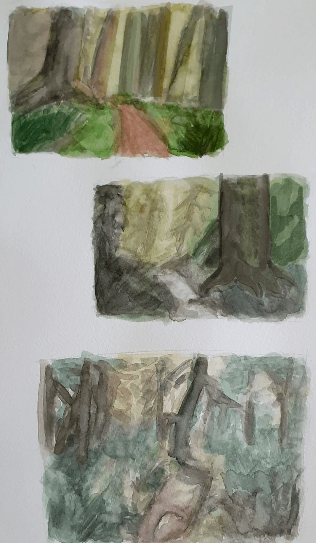 Watercolor forest scene