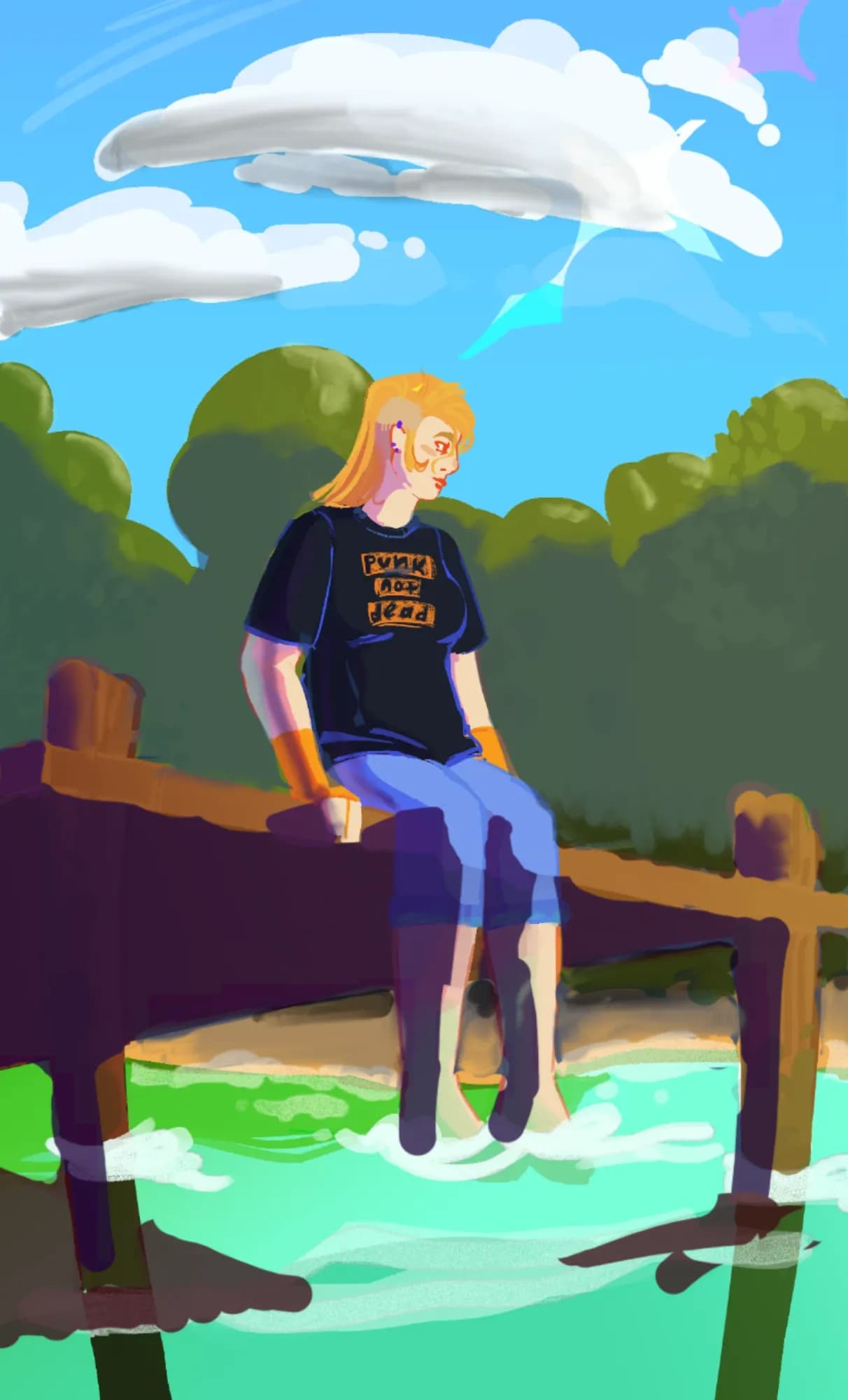a girl on the lake