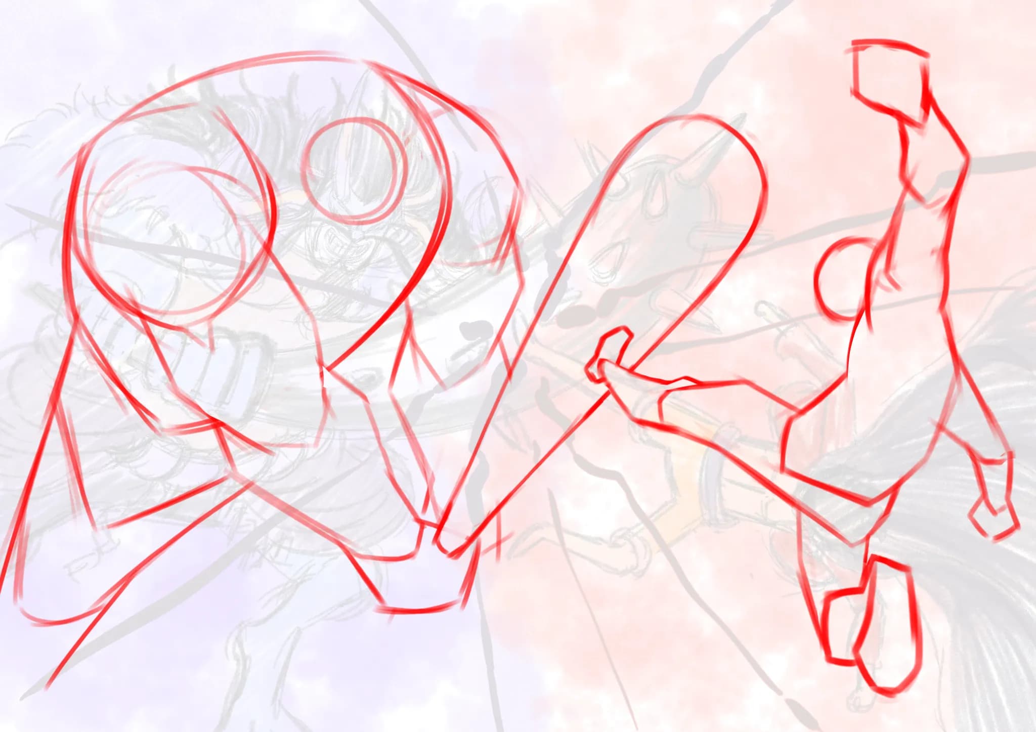 Luffy vs Kaido rooftop drawing - mine has zero energy lol