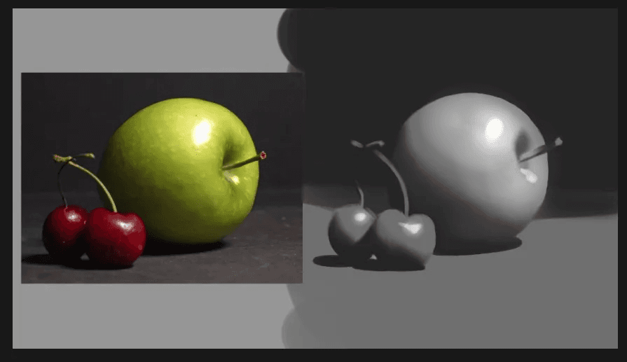 Apple & Cherries 3 Value study