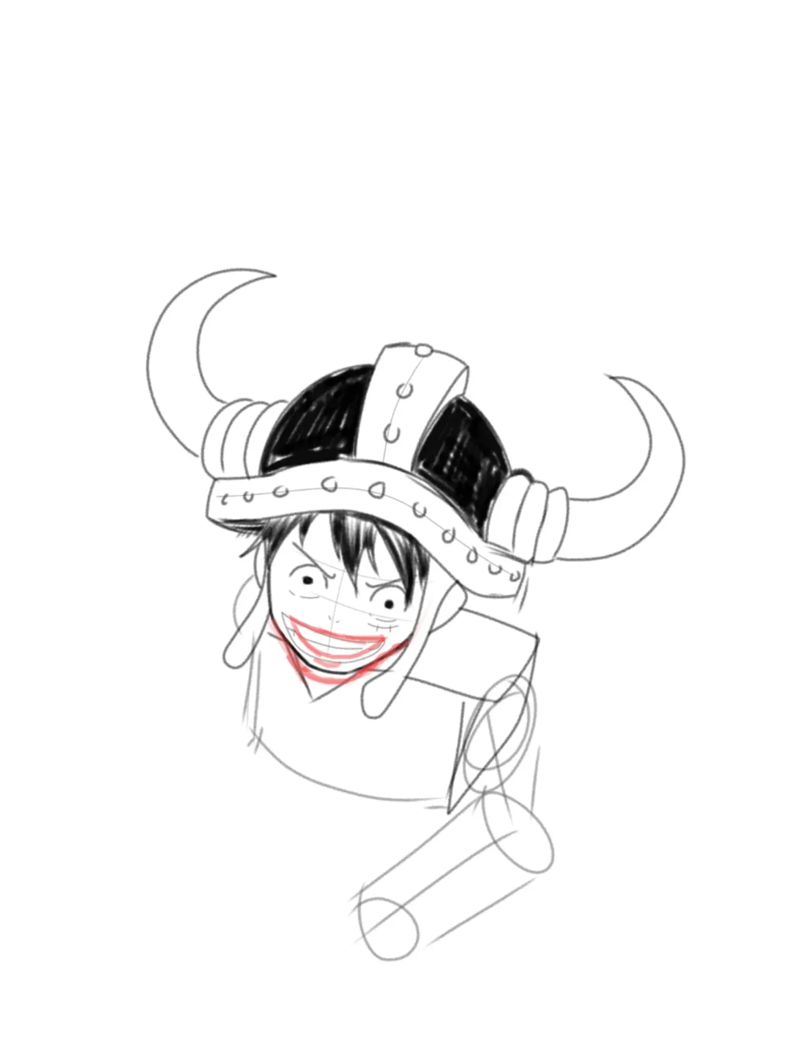I'm trying to create an anime character named Luffy; I'm having a bit of trouble with the mouth.