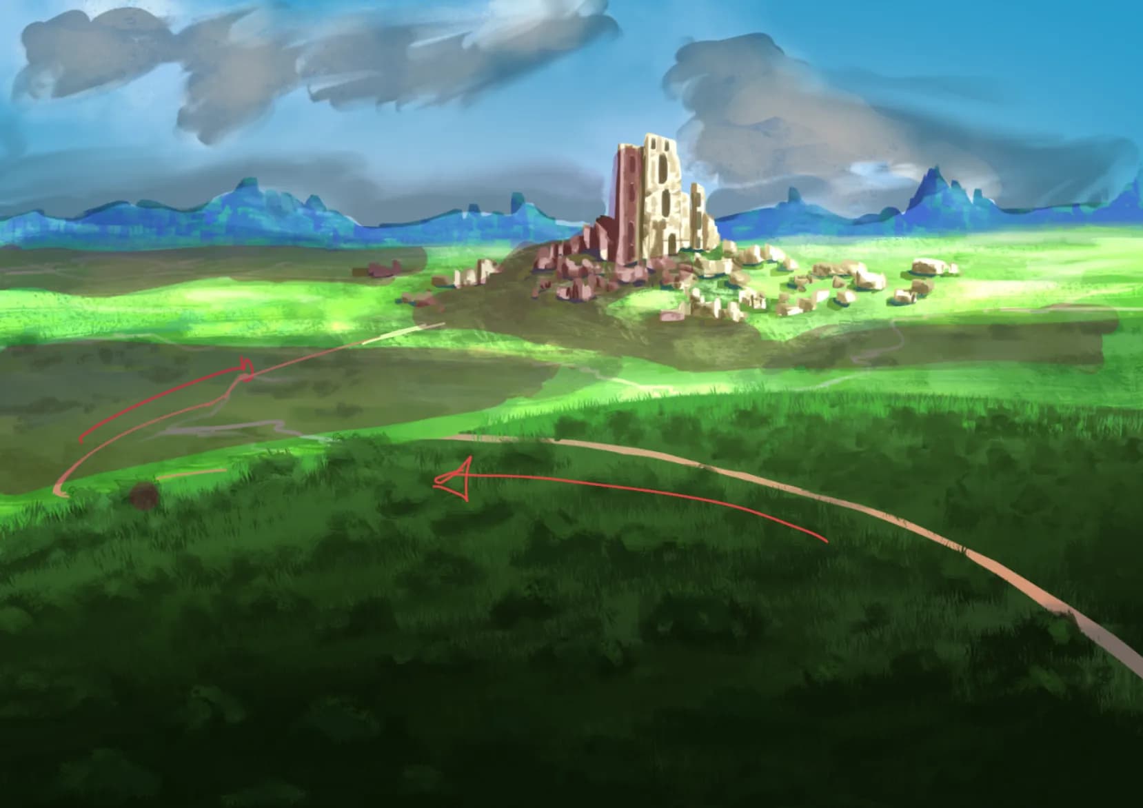 Ruin in the middle of a plain