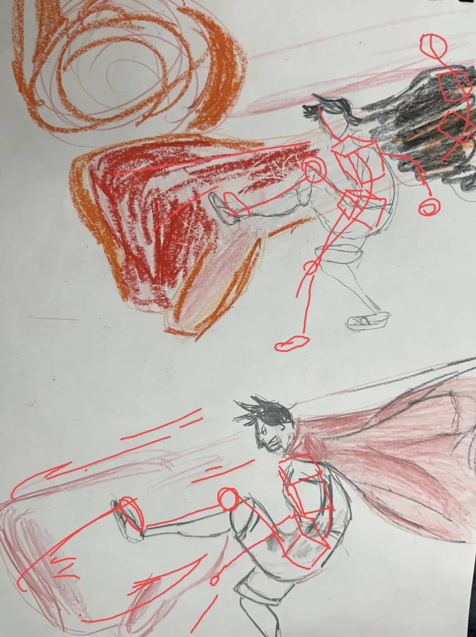 Luffy Red Roc draw... struggling with the punch + fire