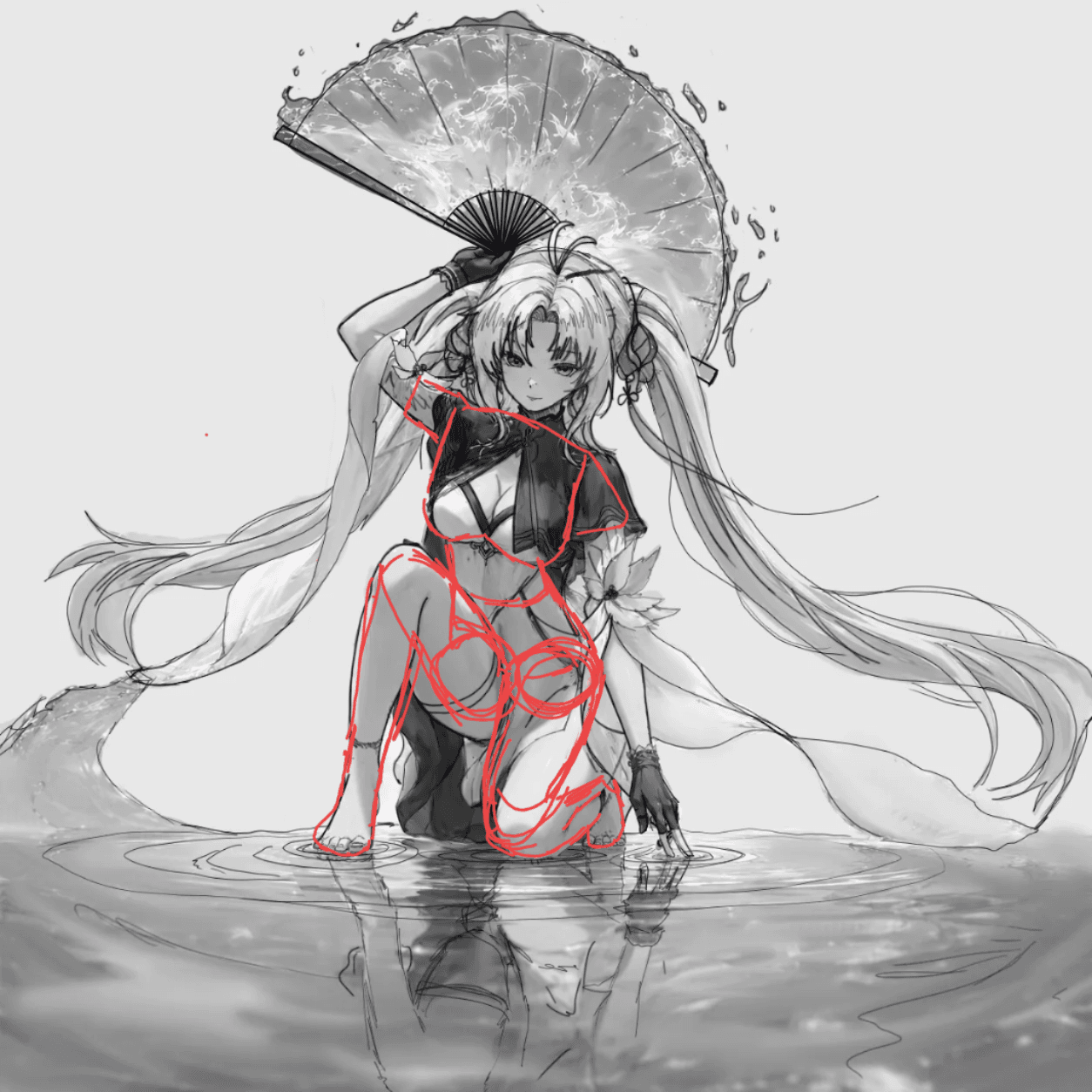 Anime girl torso drawing looks way too flat