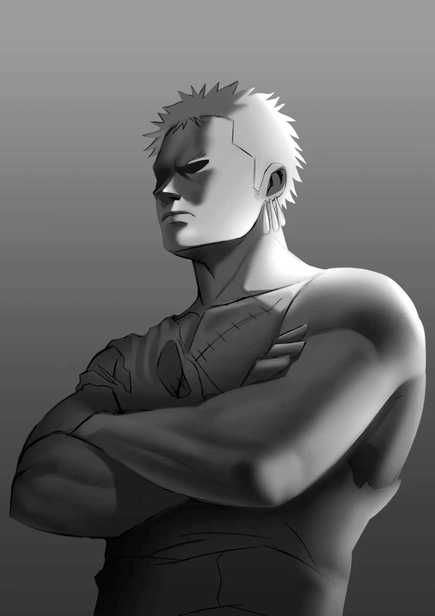 drawing Zoro taking Luffy's pain, cant get the pose right