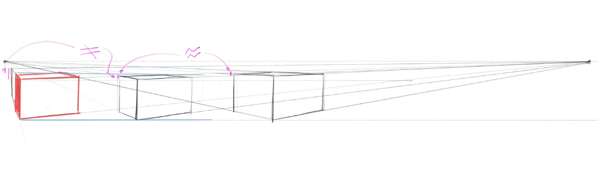 2 point perspective depth issue