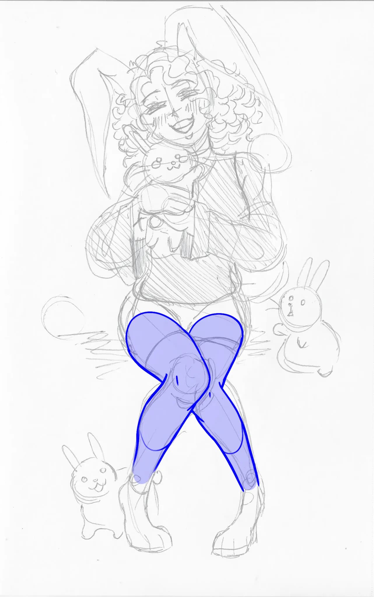 I need help defining the anime knees in this drawing.