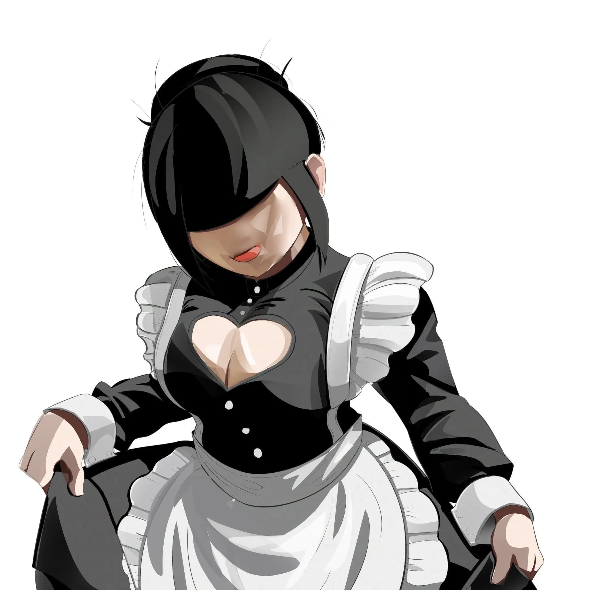A anime girl in a maid costume