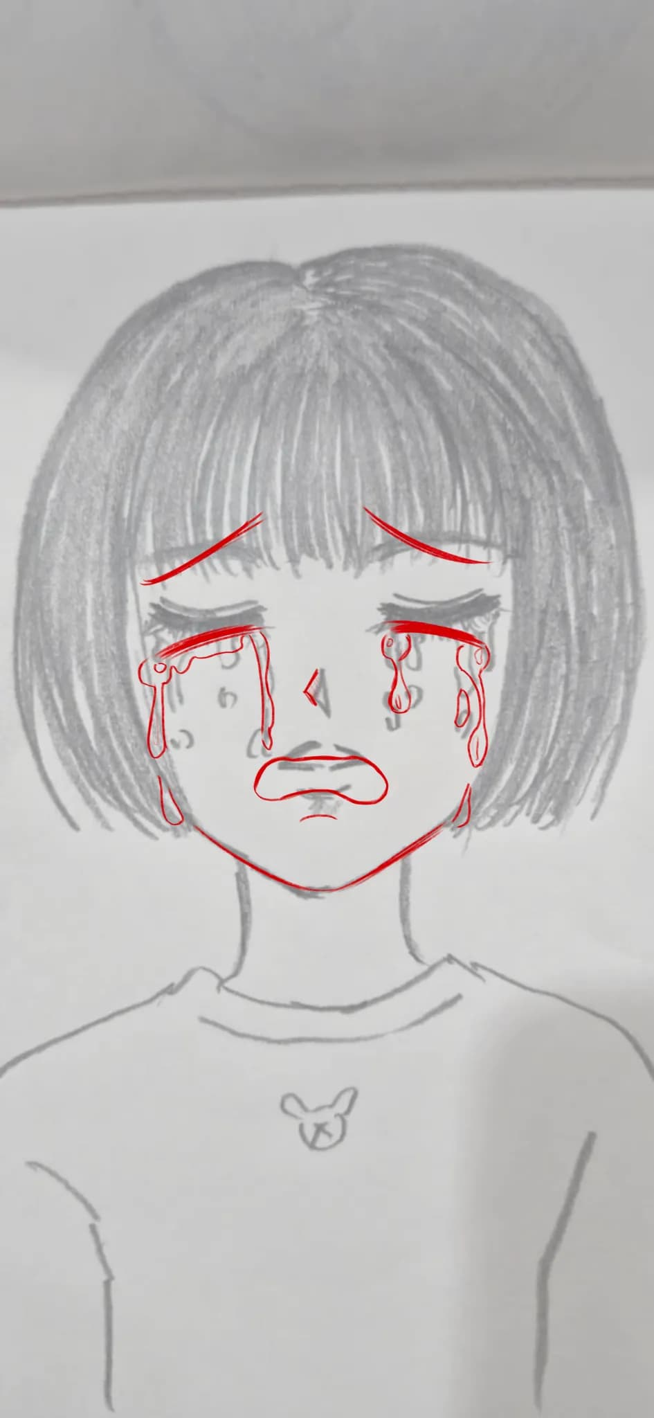 Learning how to draw step by step a crying face of an anime girl