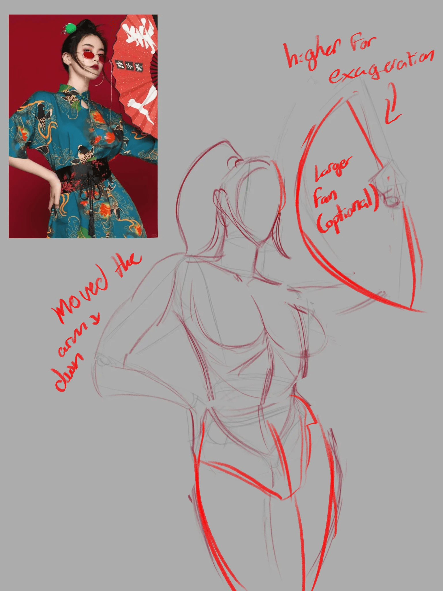 Exaggerating the pose