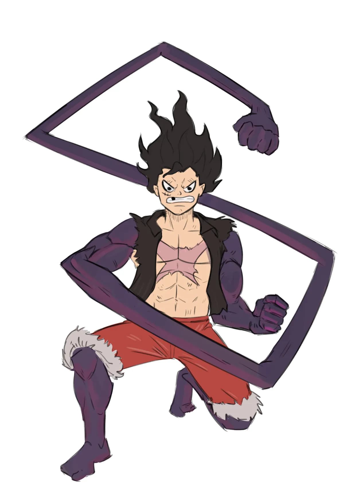 my Luffy Snakeman drawing looks weird, what am i missing?