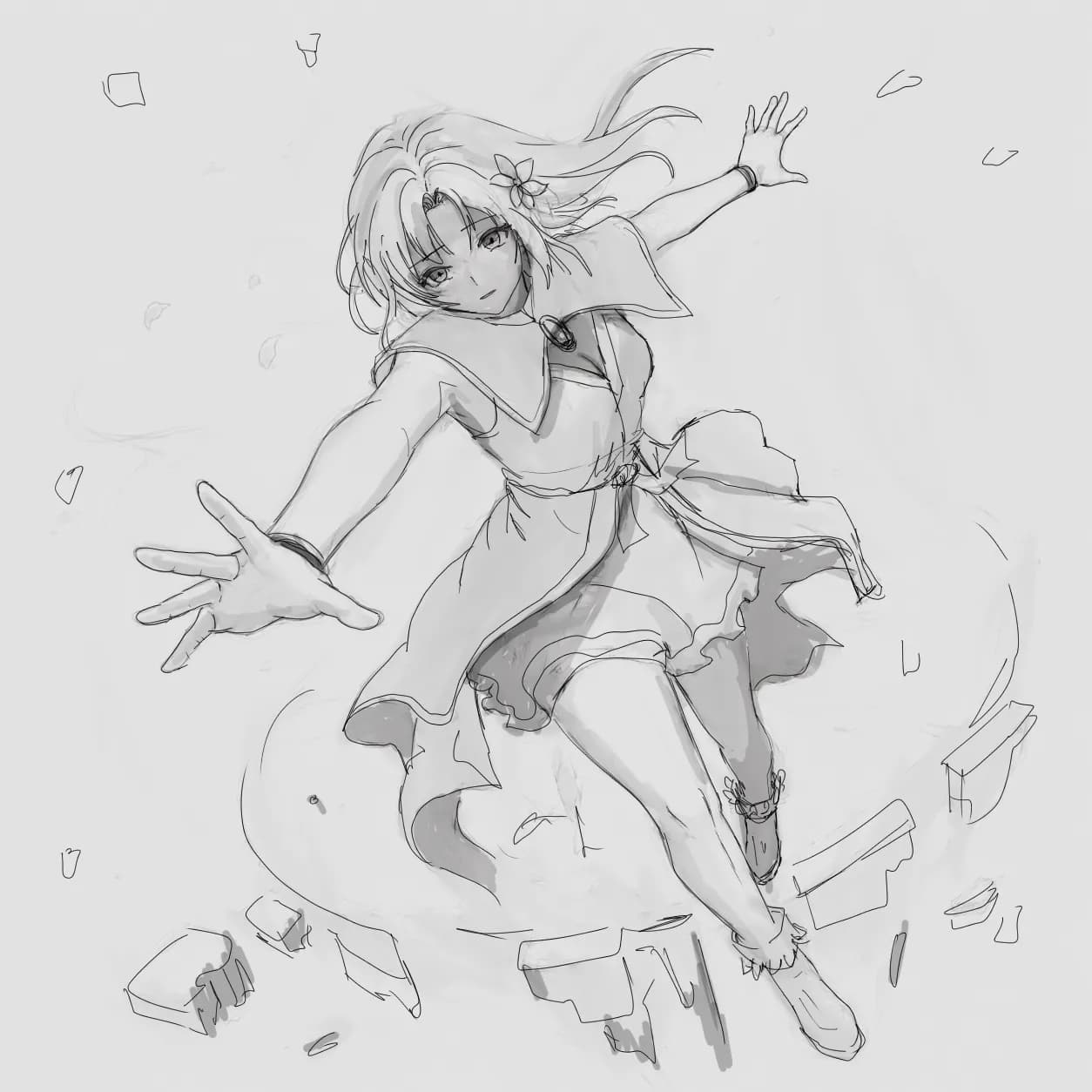 Sketch/ Anatomy issue/ anime girl arms looked easy until i started drawing them