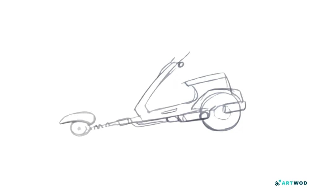 Schritt 2: Verrückte Scooter zeichnen: Spaßige und dynamische Fahrzeugkonzepte