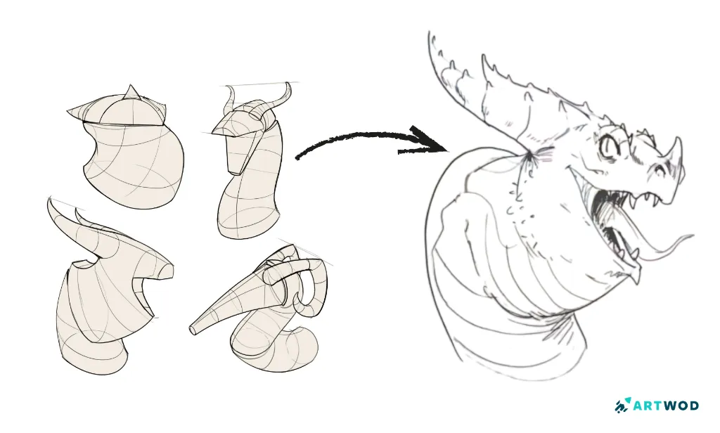 Étape 3 : Comment dessiner des dragons, guide étape par étape pour débutants
